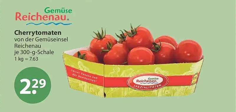 Cherrytomaten von der Gemüseinsel Reichenau je 300-g-Schale 1 kg = 7.63
