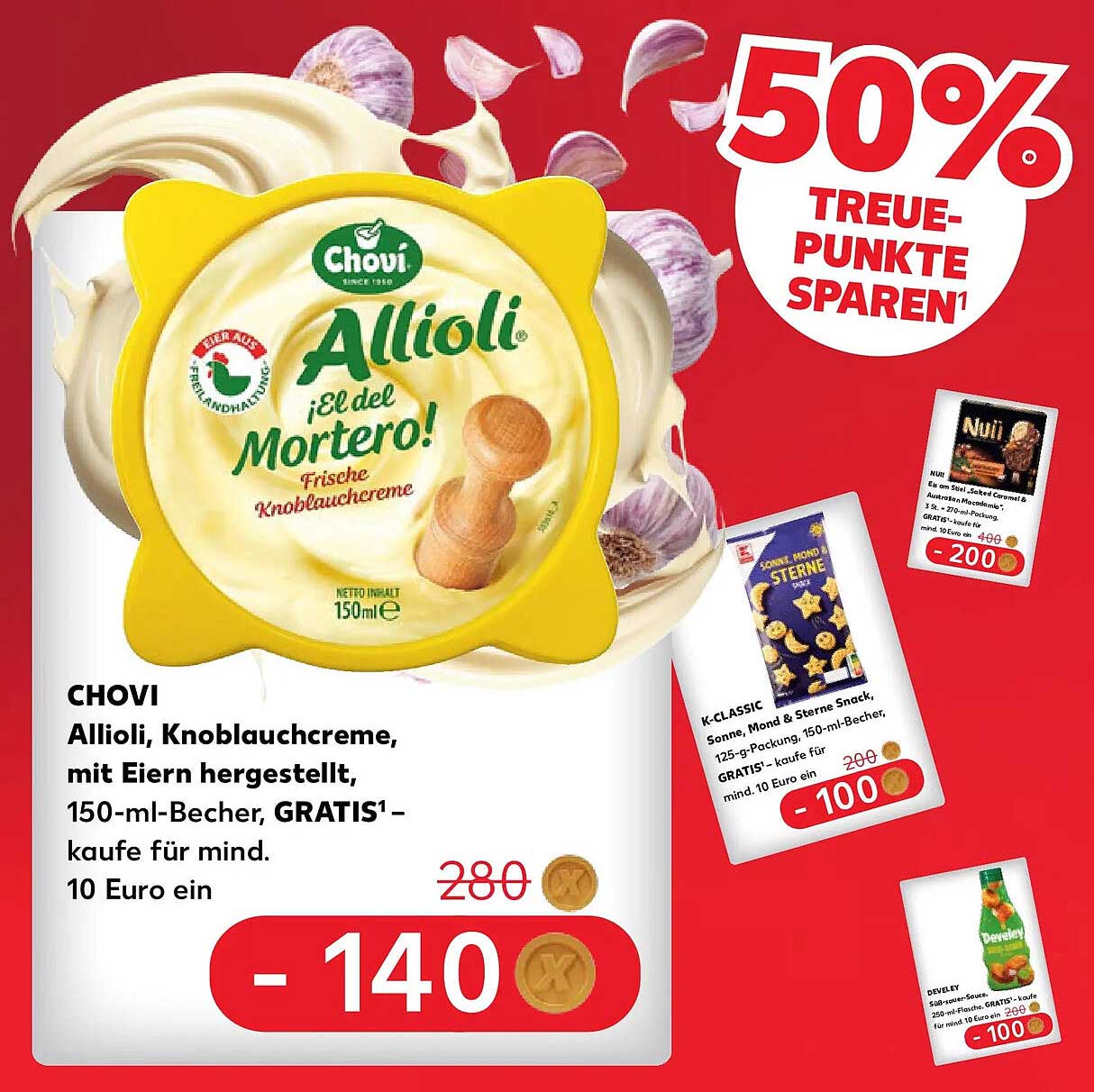 CHOVI Allioli, Knoblauchcreme, mit Eiern hergestellt, 150-ml-Becher, GRATIS¹ – kaufe für mind. 10 Euro ein