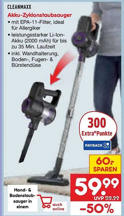 CLEANMAXX Akku-Zyklonstaubsauger
