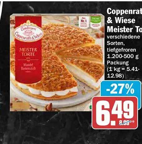 Coppenrath & Wiese Meister Torte verschiedene Sorten, tiefgefroren 1.200-500 g Packung