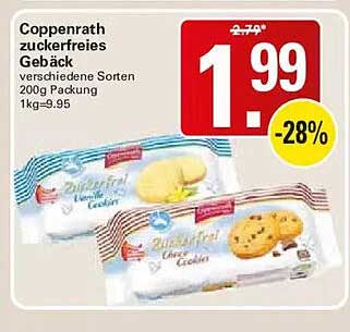 Coppenrath zuckerfreies Gebäck verschiedene Sorten 200g Packung 1kg=9.95