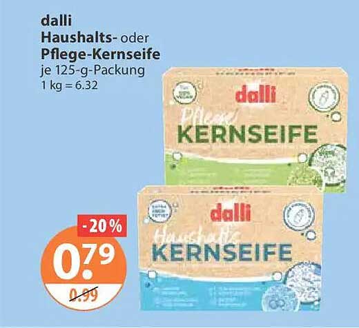 dalli Haushalts- oder Pflege-Kernseife je 125-g-Packung