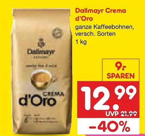 Dallmayr Crema d'Oro ganze Kaffeebohnen, versch. Sorten 1 kg
