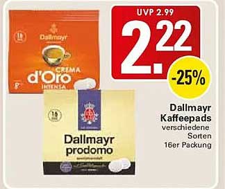 Dallmayr Kaffeepads verschiedene Sorten 16er Packung
