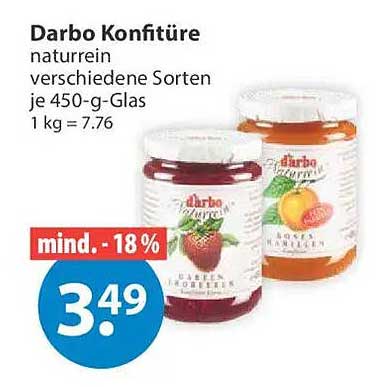 Darbo Konfitüre naturein verschiedene Sorten je 450-g-Glas 1 kg = 7,76