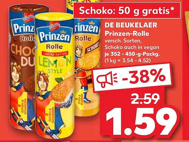 DE BEUKELAER Prinzen-Rolle versch. Sorten, Schoko auch in vegan je 352 - 450-g-Packg.