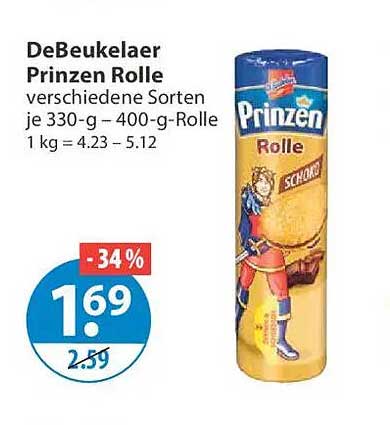 DeBeukelaer Prinzen Rolle verschiedene Sorten je 330-g – 400-g-Rolle