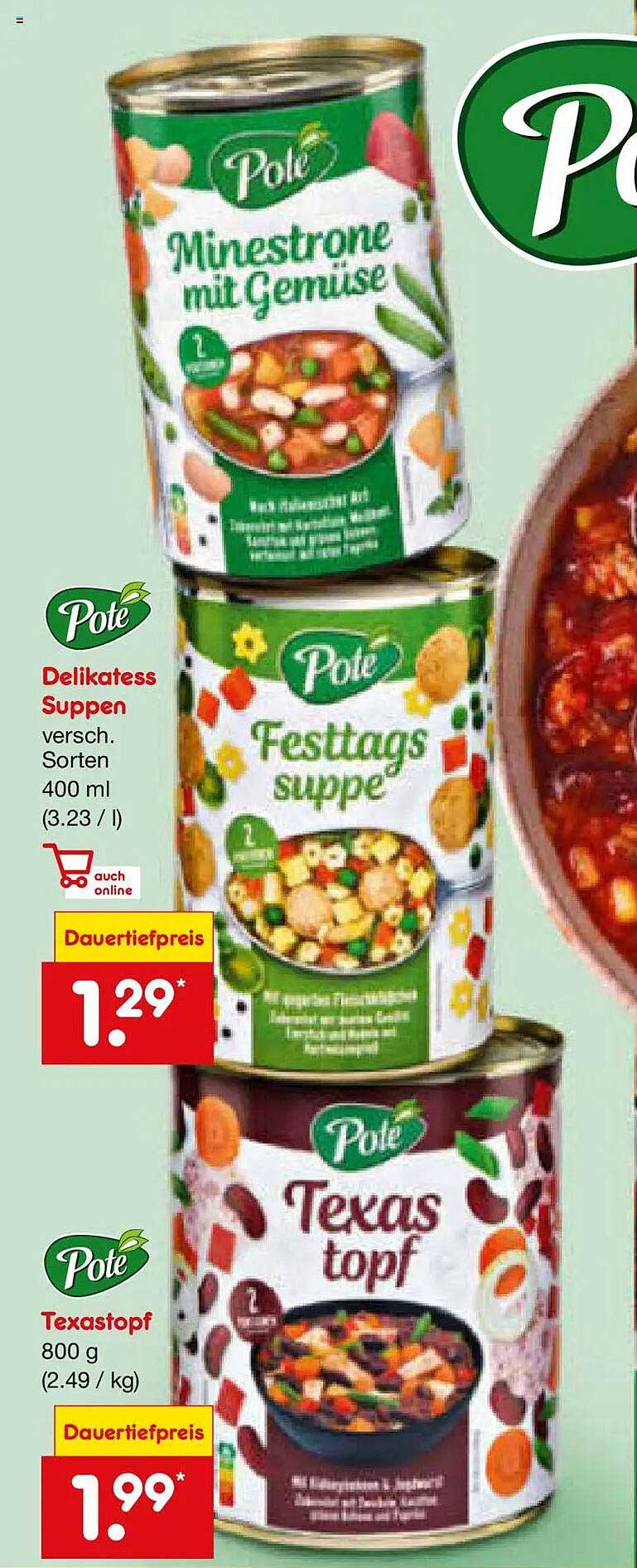 Delikatess Suppen versch. Sorten 400 ml (3.23 / l)