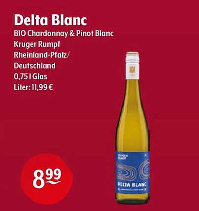 Delta Blanc BIO Chardonnay & Pinot Blanc Kruger Rumpf Rheinland-Pfalz/Deutschland 0,75l Glgs