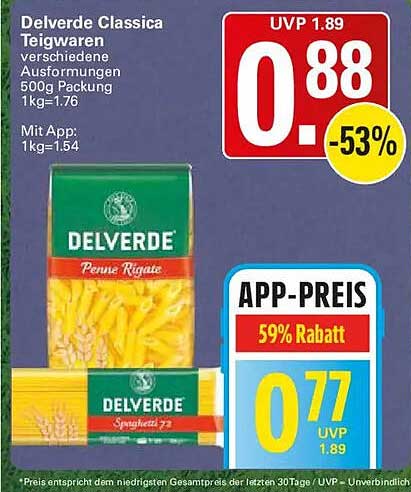 Delverde Classica Teigwaren verschiedene Ausformungen 500g Packung