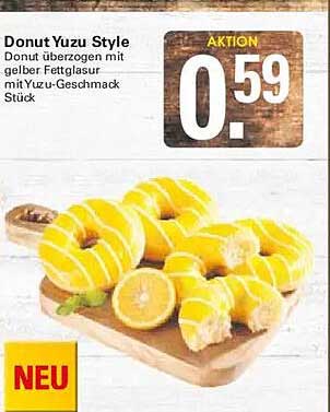 Donut Yuzu Style Donut überzogen mit gelber Fettglasur mit Yuzu-Geschmack Stück
