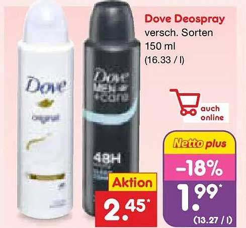 Dove Deospray versch. Sorten 150 ml (16.33 / l)