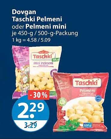 Dovgan Taschki Pelmeni oder Pelmeni mini je 450-g / 500-g-Packung
