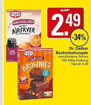 Dr. Oetker Backmischungen verschiedene Sorten 250-580g Packung 1kg=ab 4.29