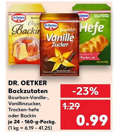 DR. OETKER Backzutaten Bourbon-Vanille-, Vanillinzucker, Trockenhefe oder Backin je 24 - 160-g-Packg. (1 kg = 6.19 - 41.25)