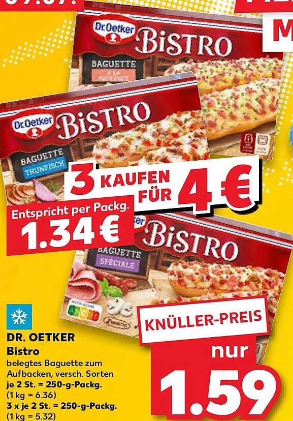 DR. OETKER Bistro belegtes Baguette zum Aufbacken, versch. Sorten