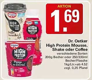 Dr. Oetker High Protein Mousse, Shake oder Coffee verschiedene Sorten