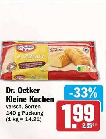 Dr. Oetker Kleine Kuchen versch. Sorten 140 g Packung (1 kg = 14.21)