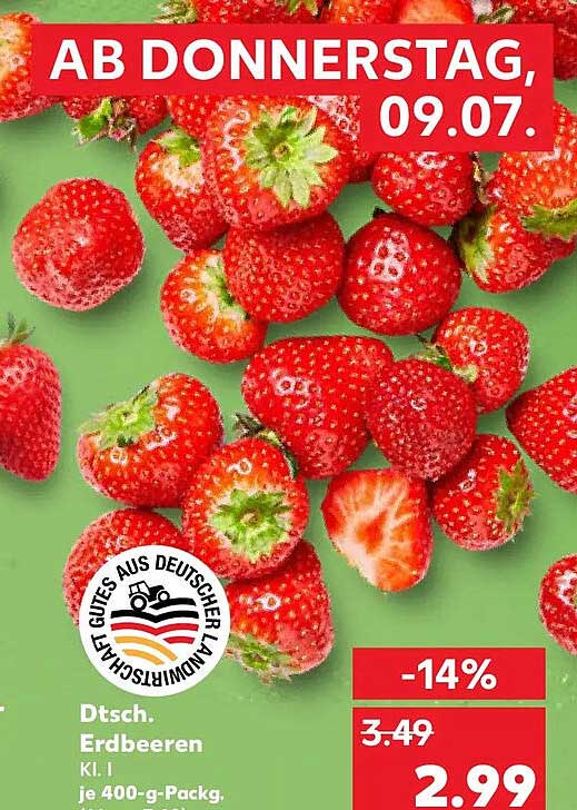 Dtsch. Erdbeeren Kl. I je 400-g-Packg.