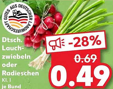 Dtsch. Lauchzwiebeln oder Radieschen Kl. I je Bund