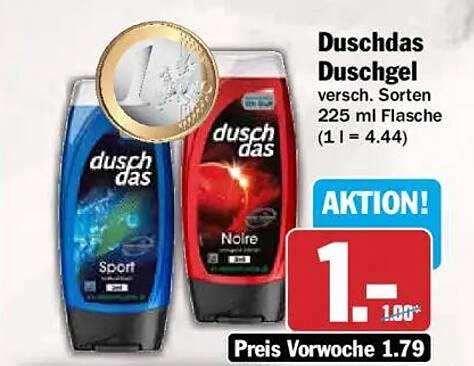 Duschdas Duschgel versch. Sorten 225 ml Flasche (1 l = 4.44)