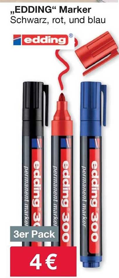 „EDDING“ Marker Schwarz, rot, und blau 3er Pack