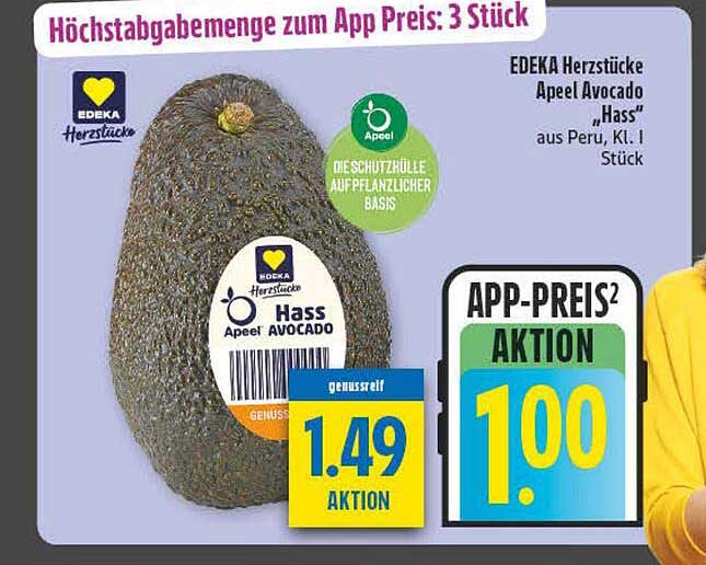 EDEKA Herzstücke Apel Avocado „Hass“ aus Peru, Kl. I Stück