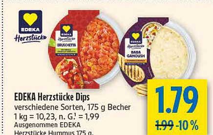 EDEKA Herzstücke Dips verschiedene Sorten, 175 g Becher