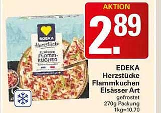 EDEKA Herzstücke Flammkuchen Elsässer Art gefrostet 270g Packung 1kg=10,70