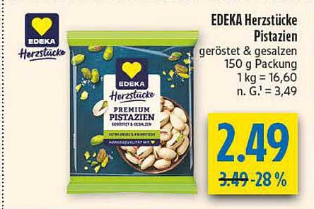 EDEKA Herzstücke Pistazien geröstet & gesalzen 150 g Packung
