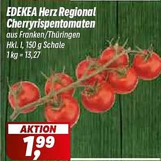EDEKEA Herz Regional Cherryrispentomaten aus Franken/Thüringen Hkl. I, 150 g Schale 1 kg = 13,27