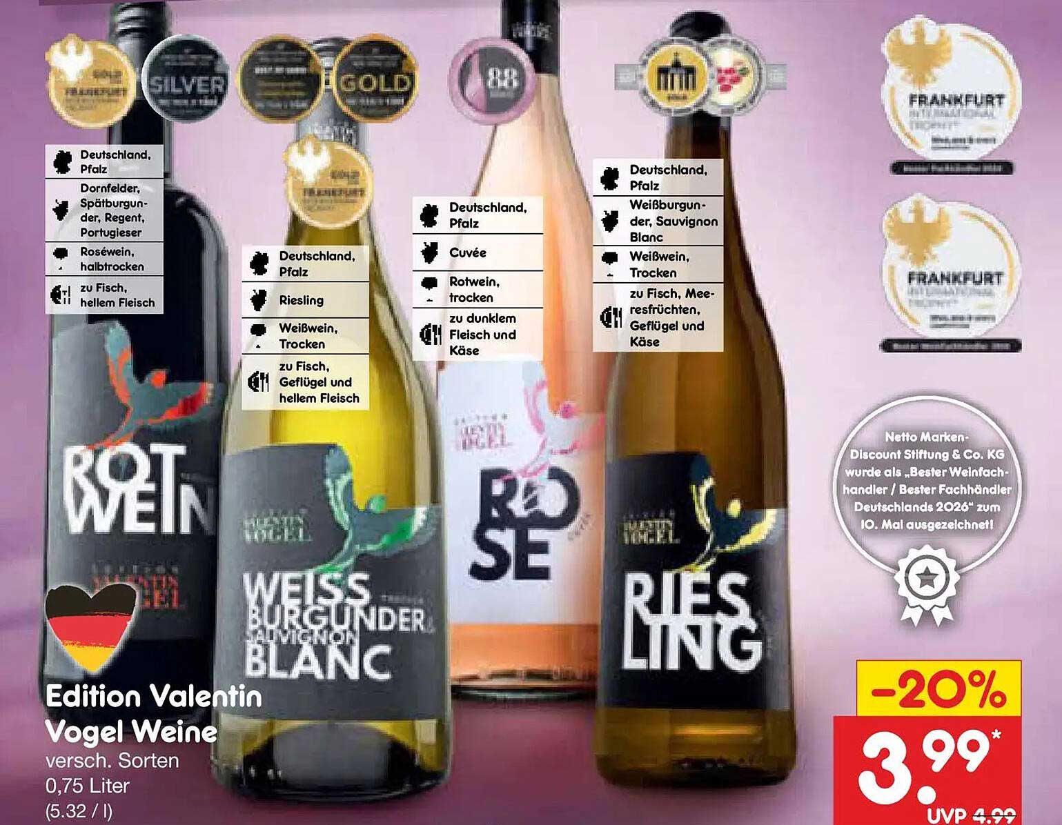 Edition Valentin Vogel Weine versch. Sorten 0,75 Liter