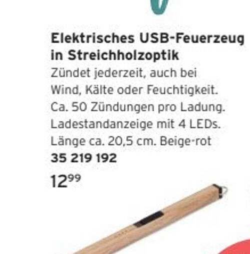 Elektrisches USB-Feuerzeug in Streichholzoptik