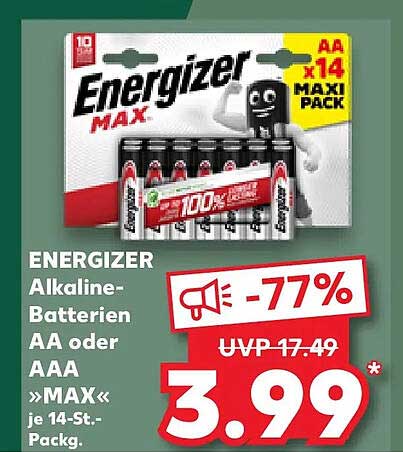 ENERGIZER Alkaline-Batterien AA oder AAA »MAX« je 14-St.-Packg.