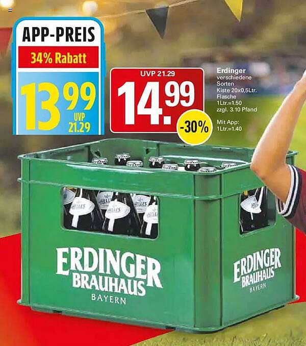 Erdinger verschiedene Sorten Kiste 20x0,5Ltr. Flasche