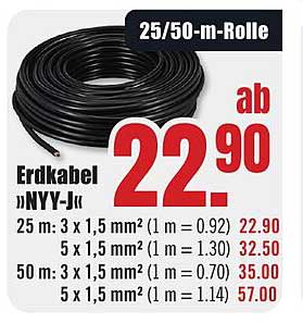 Erdkabel »NYY-J« 25/50-m-Rolle