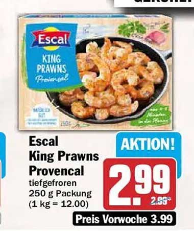 Escal King Prawns Provencal tiefgefroren 250 g Packung (1 kg = 12.00)