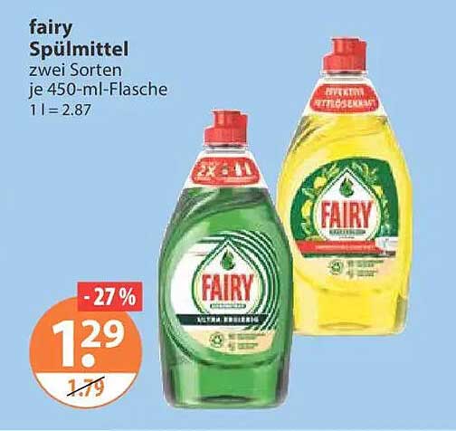 fairy Spülmittel zwei Sorten je 450-ml-Flasche