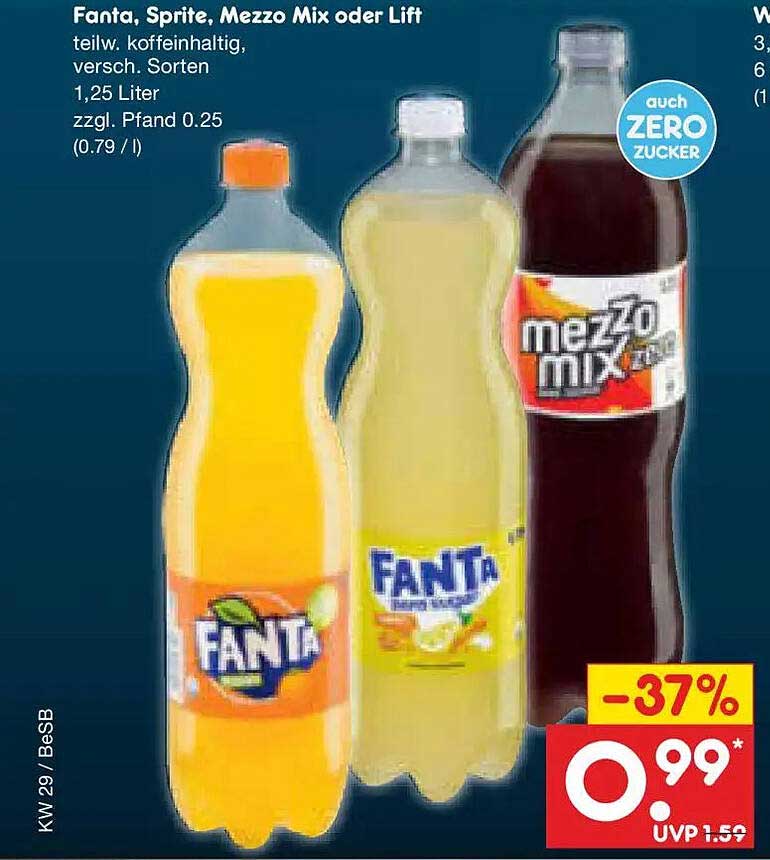 Fanta, Sprite, Mezzo Mix oder Lift
