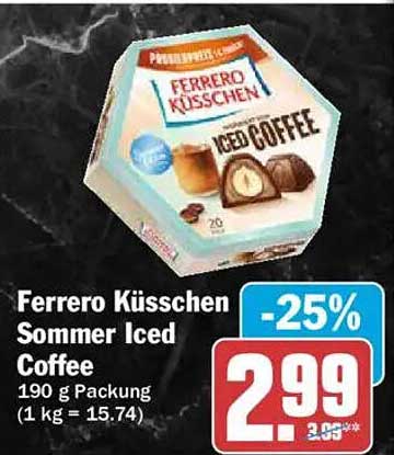 Ferrero Küsschen Sommer Iced Coffee 190 g Packung (1 kg = 15.74)