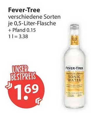 Fever-Tree verschiedene Sorten je 0,5-Liter-Flasche + Pfand 0.15 1 l = 3.38