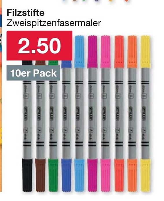 Filzstifte Zweispitzenfasermaler 10er Pack
