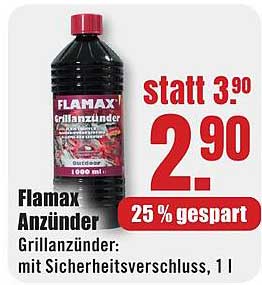 Flamax Anzünder Grillanzünder: mit Sicherheitsverschluss, 1 l
