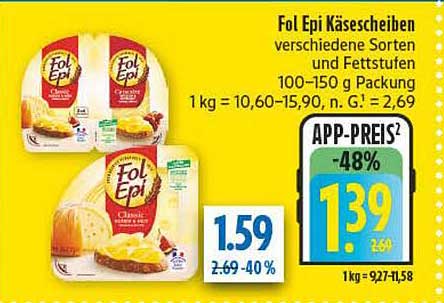 Fol Epi Käsescheiben verschiedene Sorten und Fettstufen 100–150 g Packung