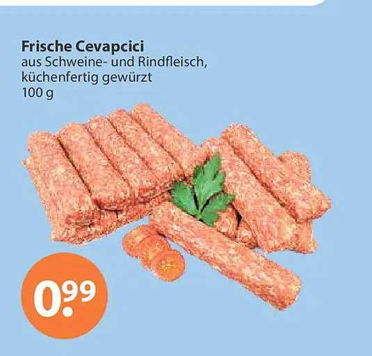 Frische Cevapcici aus Schweine- und Rindfleisch, küchenfertig gewürzt 100 g