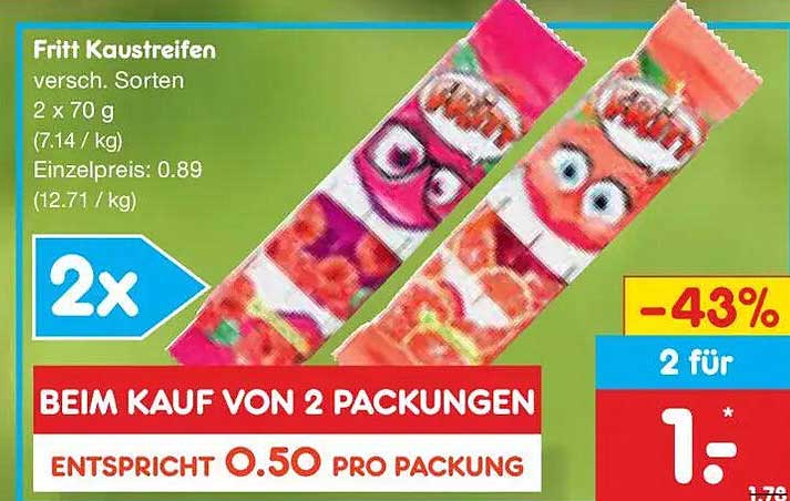 Fritt Kausstreifen versch. Sorten 2 x 70 g