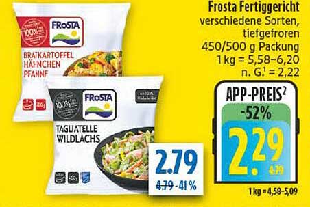 Frosta Fertiggericht verschiedene Sorten, tiefgefroren, 450/500 g Packung
