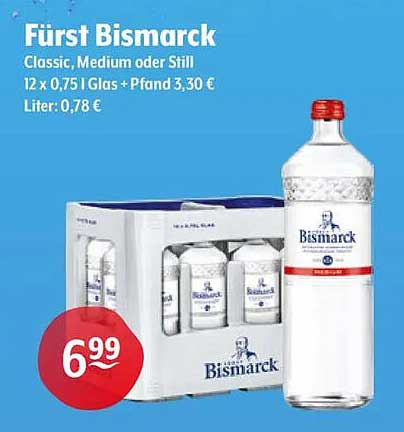 Fürst Bismarck Classic, Medium oder Still 12 x 0,75 l | Glas + Pfand 3,30 €