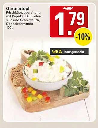 Gärtnertopf Frischkäsezubereitung mit Paprika, Dill, Petersilie und Schnittlauch, Doppelrahmstufe 100g
