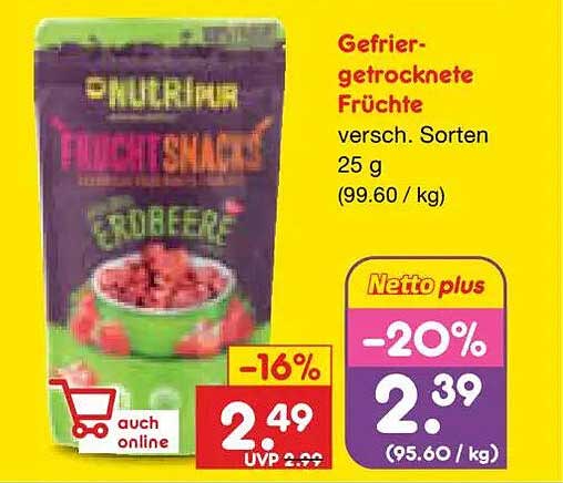 Gefrier-getrocknete Früchte versch. Sorten 25 g